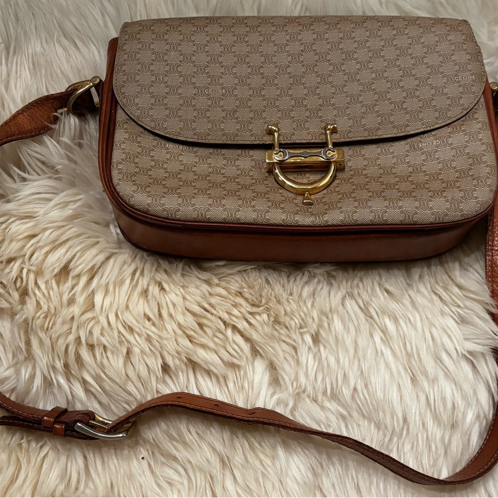 Celine Triomphe vintage leather crossbody bag